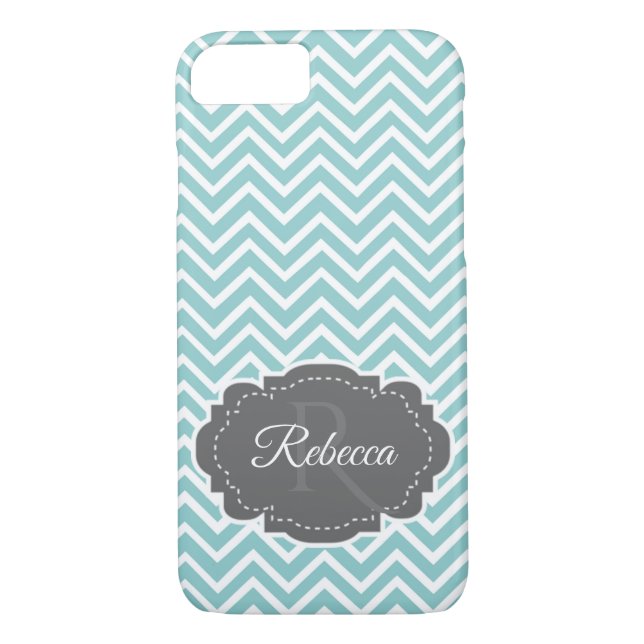Teal Chevron Personalised Case-Mate iPhone Case (Back)