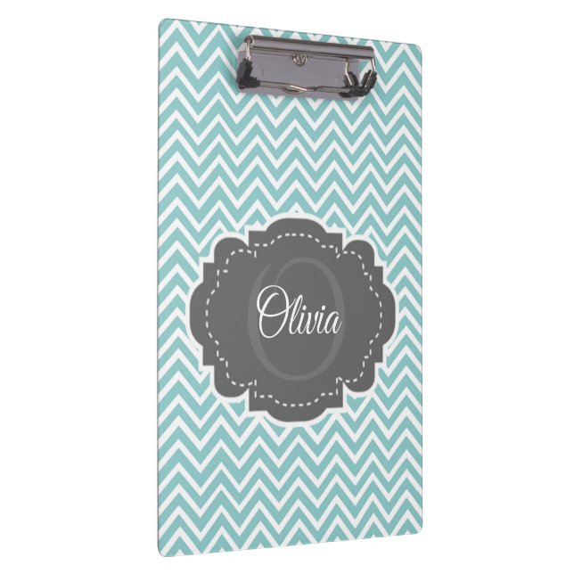 Teal Chevron Personalised Clipboard (Right)