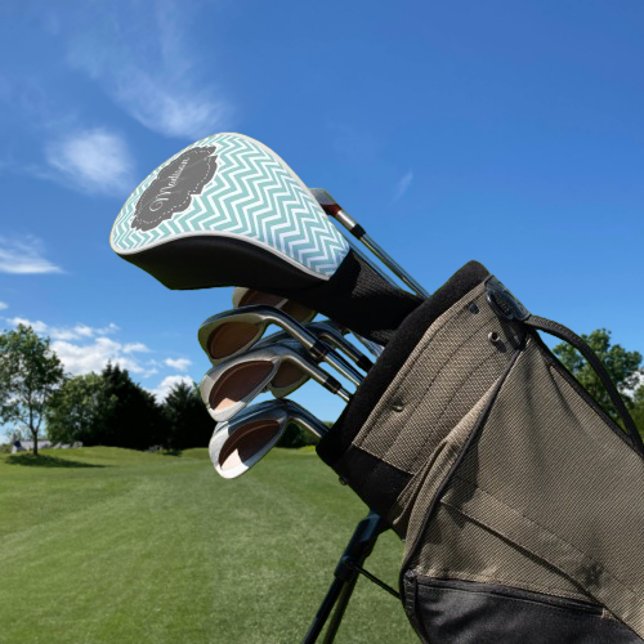 Teal Chevron Personalised Golf Head Cover (Teal Chevron Personalized Golf Head Cover)