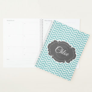 Teal Chevron Personalised Planner