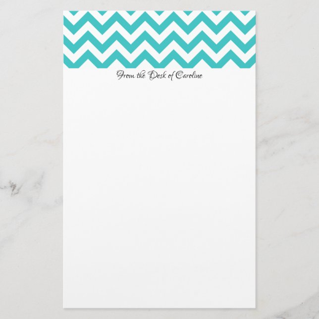 Teal Chevron Personalised Stationery (Front)