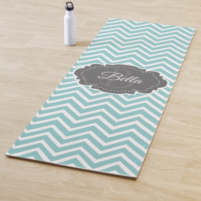 Teal Chevron Personalised Yoga Mat (In Situ)