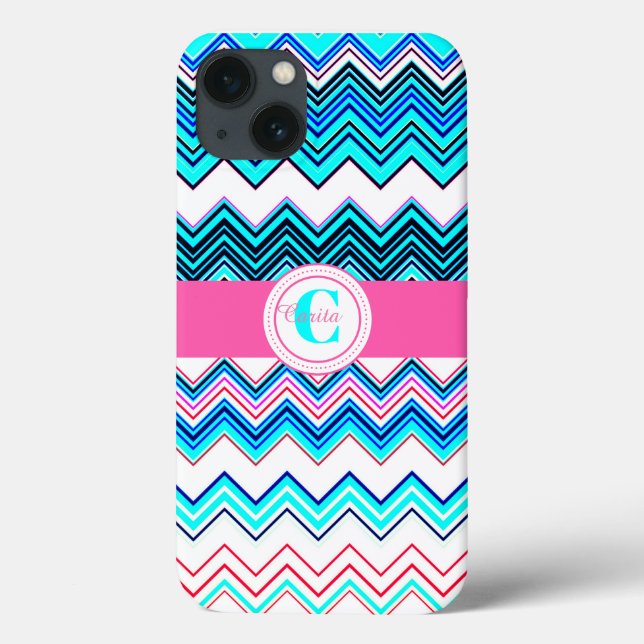 Teal Chevron Tough Extreme iPhone X Case (Back)
