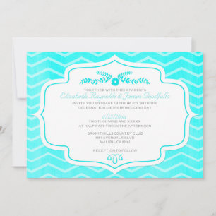 Teal Chevron Wedding Invitations
