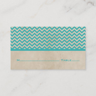 Teal Chic Chevron Place Cards