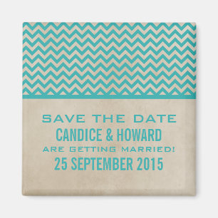 Teal Chic Chevron Save the Date Magnet