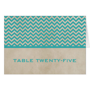 Teal Chic Chevron Table Number Card