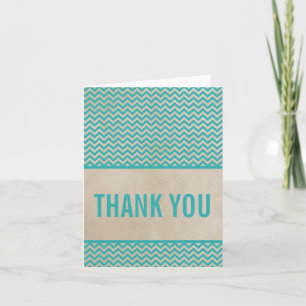 Teal Chic Chevron Thank You Card