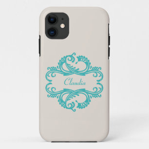 Teal Chic Damask BT iPhone 5 Case
