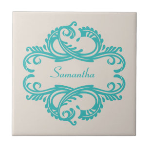 Teal Chic Damask Tile