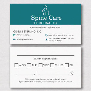 Teal Chiropractor Appointment Reminder Card