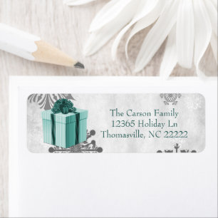 Teal Christmas Gift Address Label