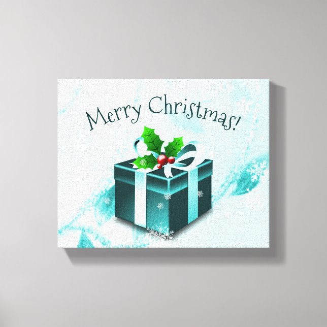 Teal Christmas Gift Canvas Print (Front)