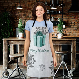 Teal Christmas Gift Holiday Apron