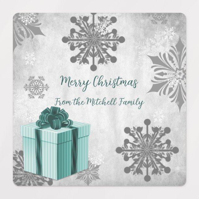Teal Christmas Gift Holiday Baking Labels (Design 1)