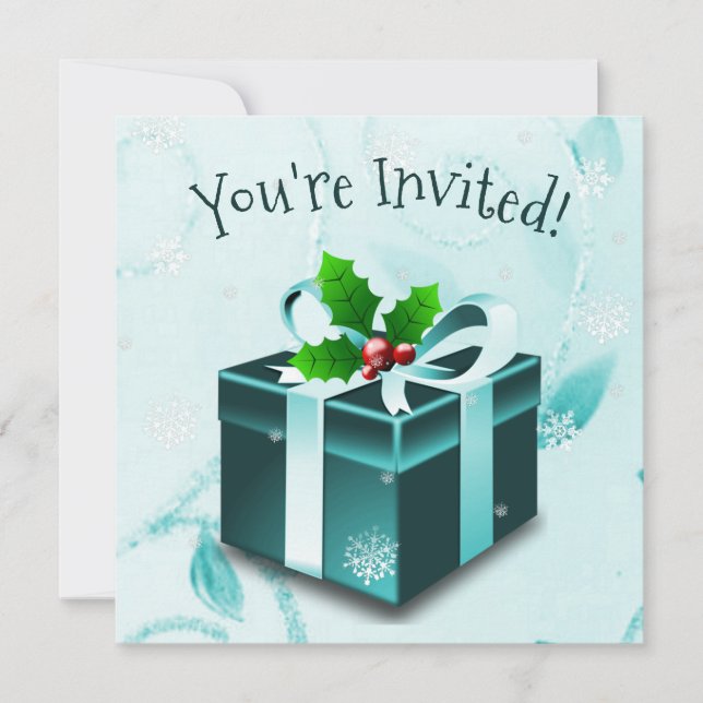 Teal Christmas Gift Invitation (Front)