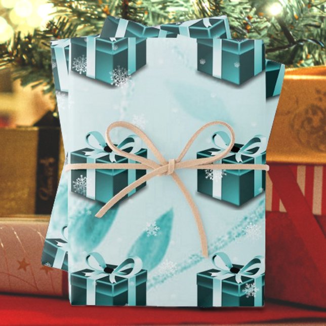 Teal Christmas Gift Wrapping Paper (Teal Christmas Gift Wrapping Paper)