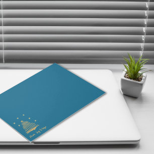 Teal Christmas Gold Tree Peace Joy Hope Corporate Notepad