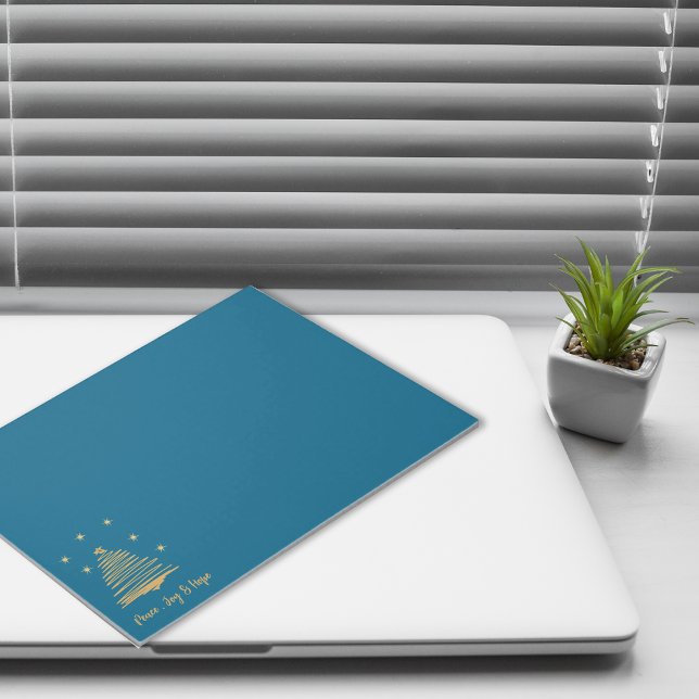 Teal Christmas Gold Tree Peace Joy Hope Corporate  Notepad (Teal Christmas Gold Tree Peace Joy Hope Corporate Notepad)
