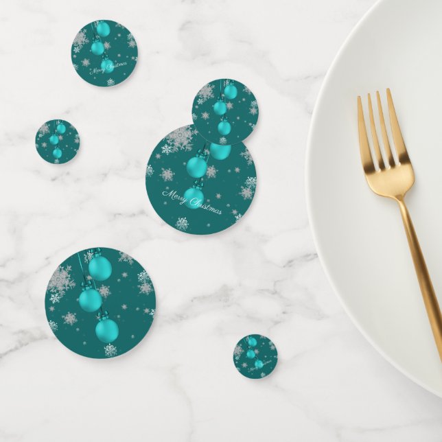 Teal Christmas Ornaments Confetti (Group)