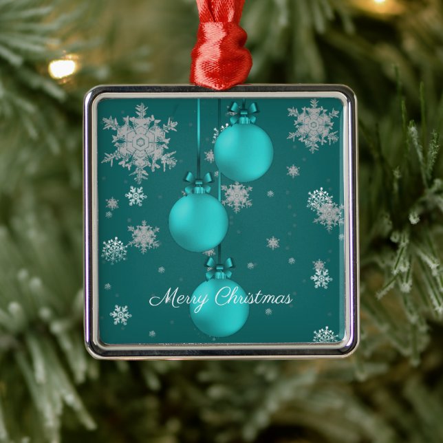 Teal Christmas Ornaments Holiday Ornament (Tree)