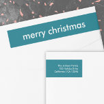 Teal Christmas | Smoke Blue Minimal Return Address Wrap Around Label<br><div class="desc">Simple, stylish "merry christmas" quote wrap around address label with modern typography in white on a steel smoke blue background in a minimalist 'scandi' scandinavian design style. The label can be easily personalized with your own greeting, return name and address to make a truly bespoke christmas holiday label for the...</div>