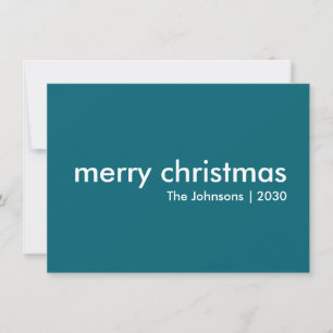 Teal Christmas   Smoke Blue Minimal Simple Clean Holiday Card
