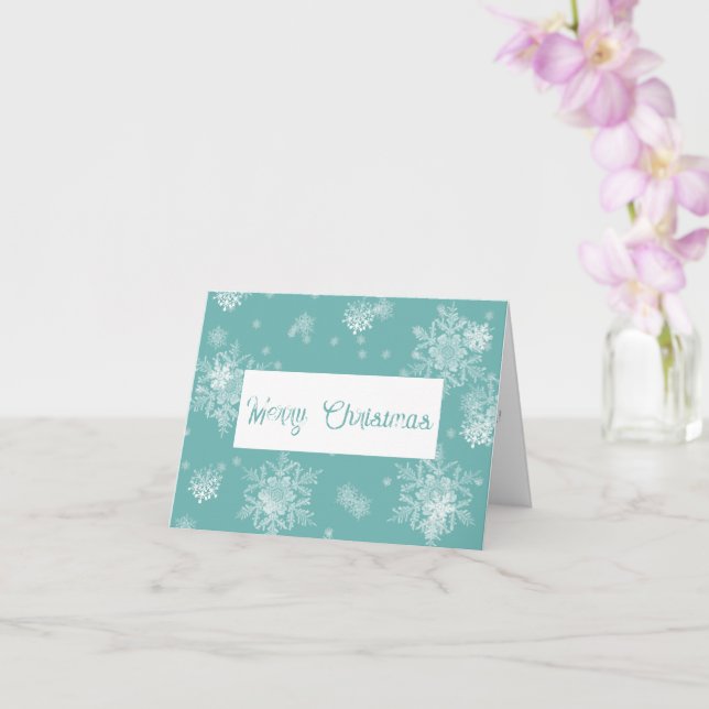 Teal Christmas Snowflakes Greeting Card (Orchid)