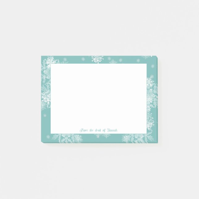 Teal Christmas Snowflakes Personalised Notes (Front)