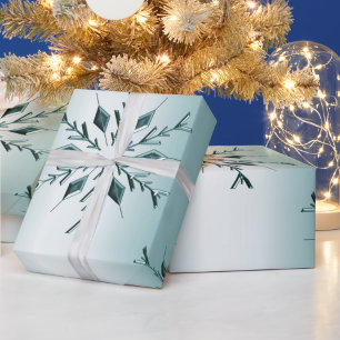 Teal Christmas Snowflakes Wrapping Paper