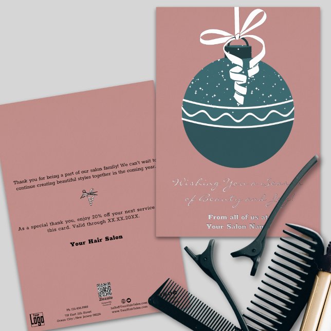 Teal Christmas Tree Bauble Foil Holiday Card (Teal Christmas Tree Bauble Foil Holiday Card)