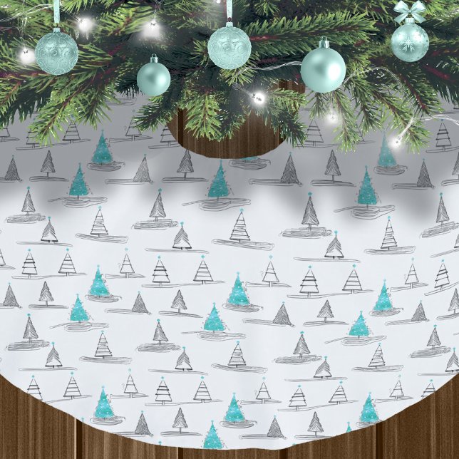 Teal Christmas Tree Pattern#5 ID1009 Brushed Polyester Tree Skirt (Creator Uploaded)