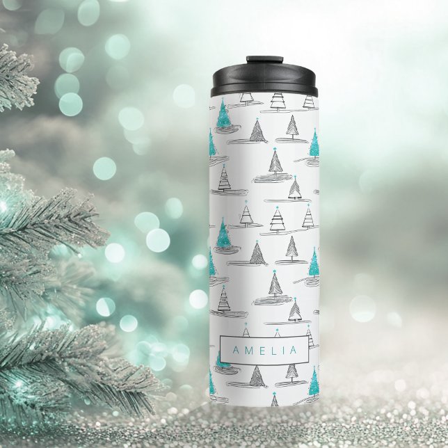 Teal Christmas Tree Pattern#5 ID1009 Thermal Tumbler (Creator Uploaded)