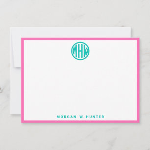 Teal Circle Monogram Font Moroccan #5DS DIY BG Thank You Card