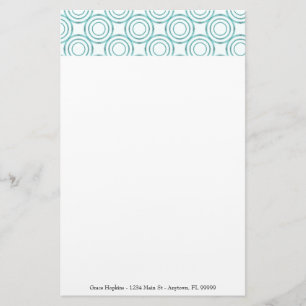 Teal Circle Pattern Personalise Stationery