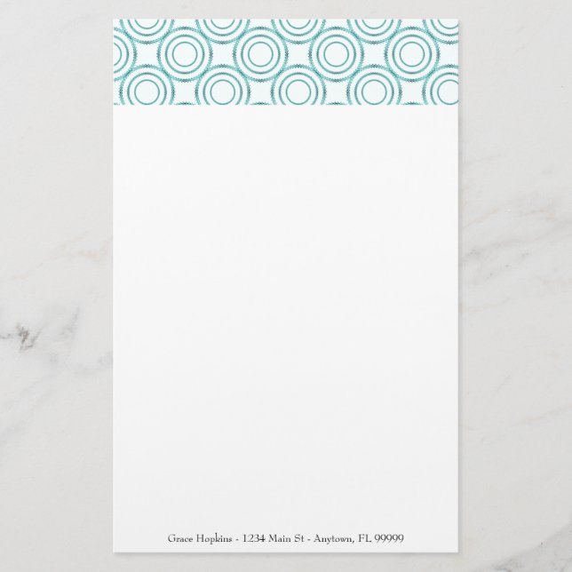 Teal Circle Pattern Personalise Stationery (Front)