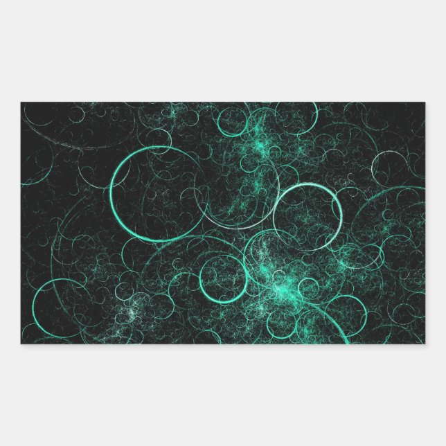 Teal Circles Rectangular Sticker (Front)