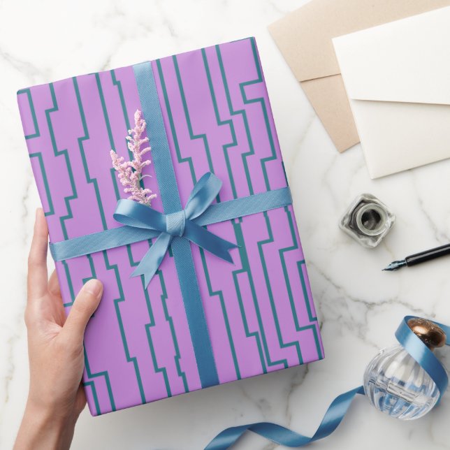 Teal Circuit Lines Wrapping Paper (Gifting)