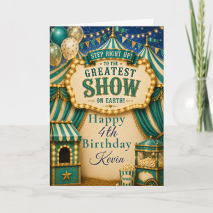 Teal Circus Party Card