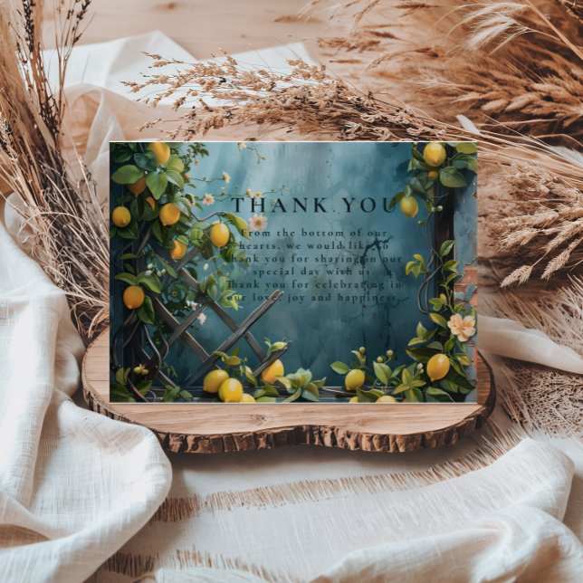 Teal Citrus Blossom Garden Wedding Thank You Card (Creator Uploaded)