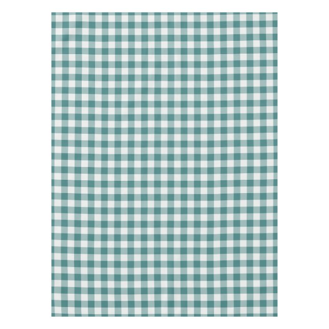 Teal Classic Picnic Gingham Check Tablecloth (Front)