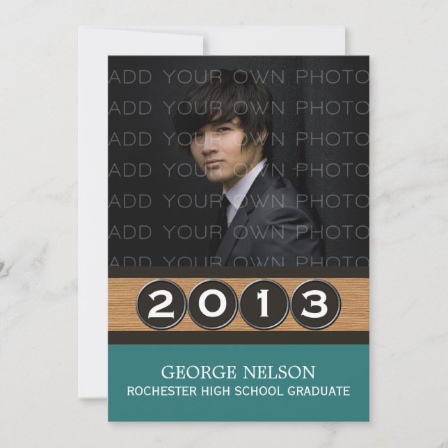 Teal Classy Keys Graduation Invitation (Front)