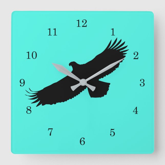 Teal Clock with Eagle or Choose Color (Front)