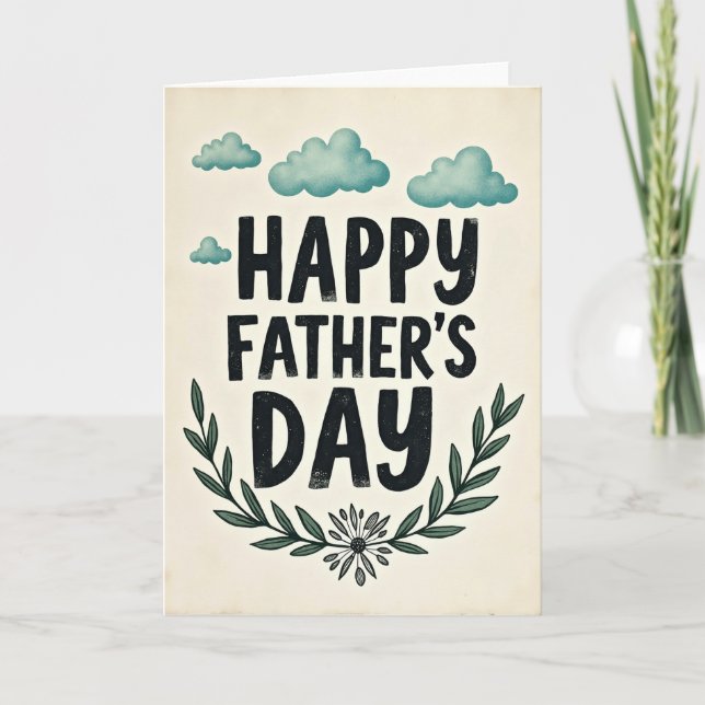 Teal Clouds Fathers Day Card (Front)