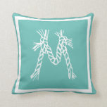 Teal coastal beach rope monogram cushion<br><div class="desc">Teal coastal beach rope monogram</div>
