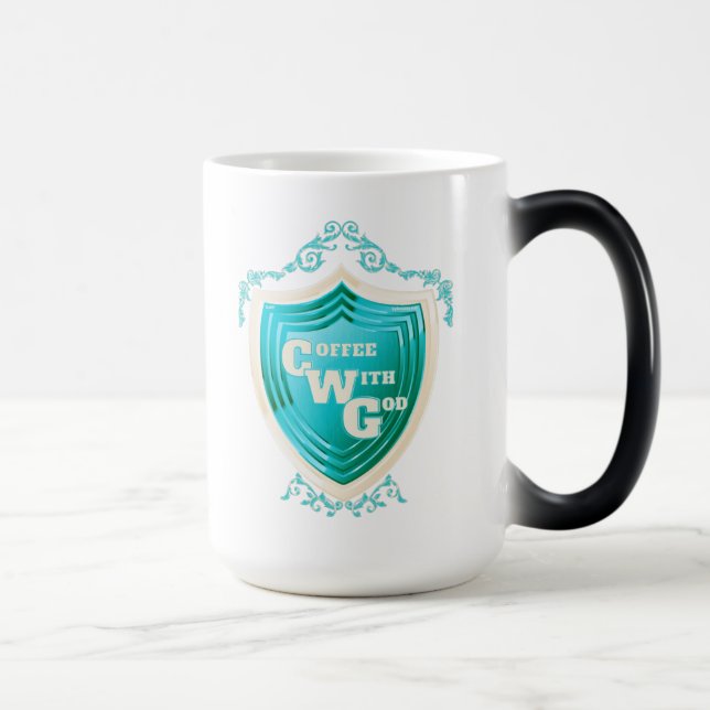 Teal Coffee with God Design Morph Mug (Right)