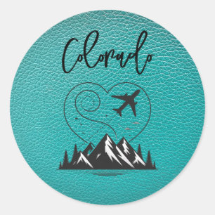 Teal Colorado Passport  Classic Round Sticker