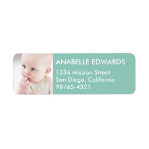 Teal colorblock custom photo modern return address