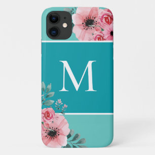 Teal   Colour Block Monogram Floral Case-Mat Case-Mate iPhone Case