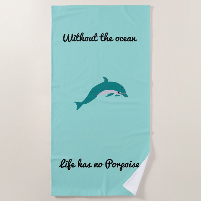 Teal Colour Dolphin Beach Towel (Front)
